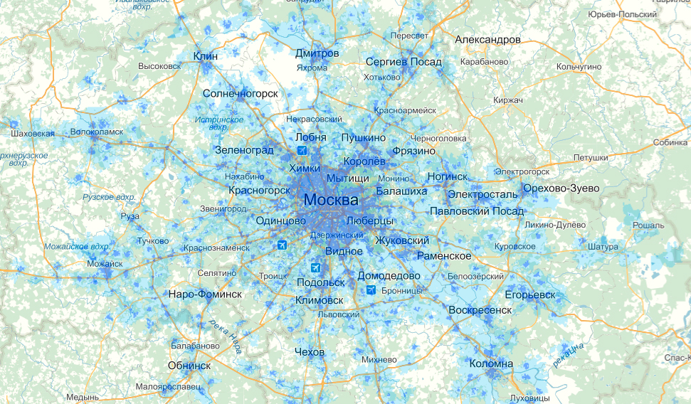 Зона покрытия Yota интернет 3G 4G LTE